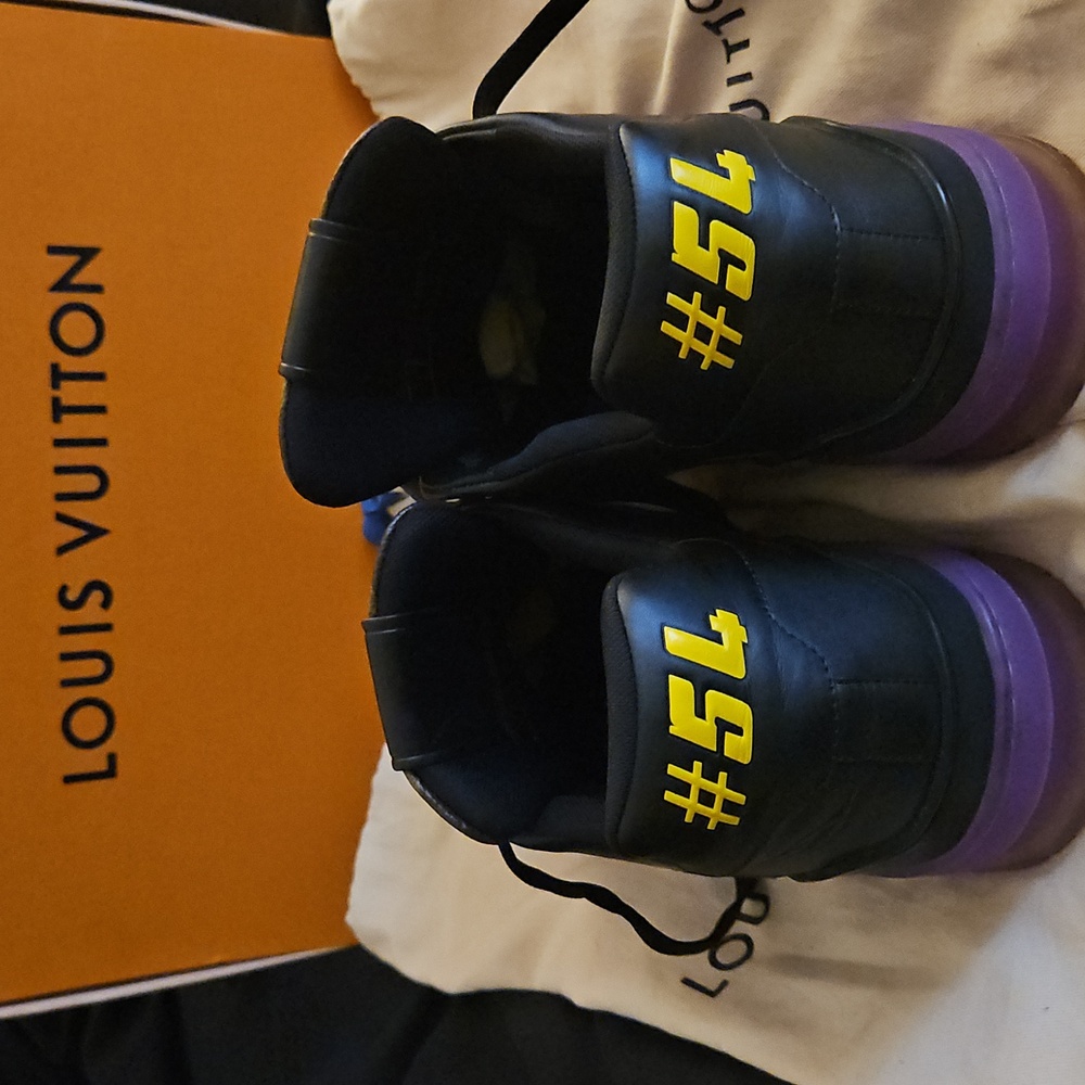 Louis Vuitton Black and Purple Sneakers with Yellow Accents. Wore Only Ones - Picture 4 of 4